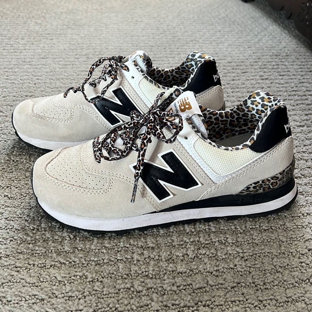 New Balance Cream and Black Athletic Shoes